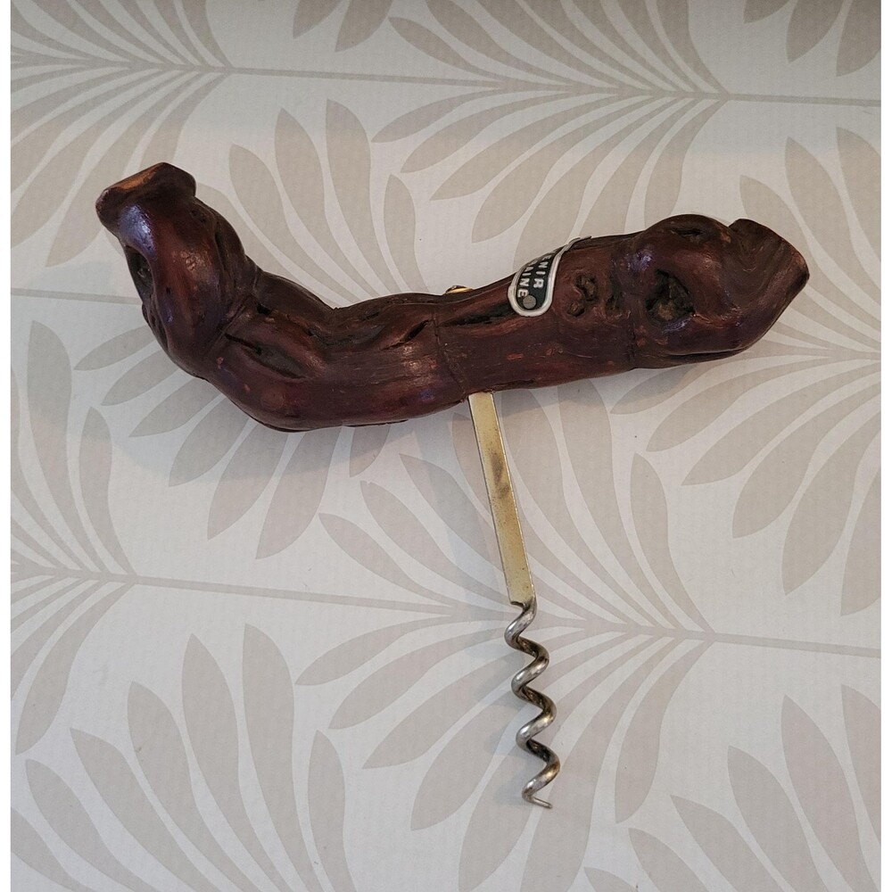 Vintage French Grapevine Corkscrew Touraine Souvenir Wood Wine Opener 1960s